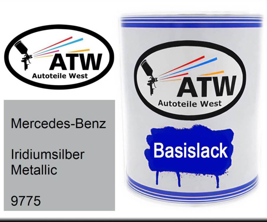 Mercedes-Benz, Iridiumsilber Metallic, 9775: 1L Lackdose, von ATW Autoteile West.